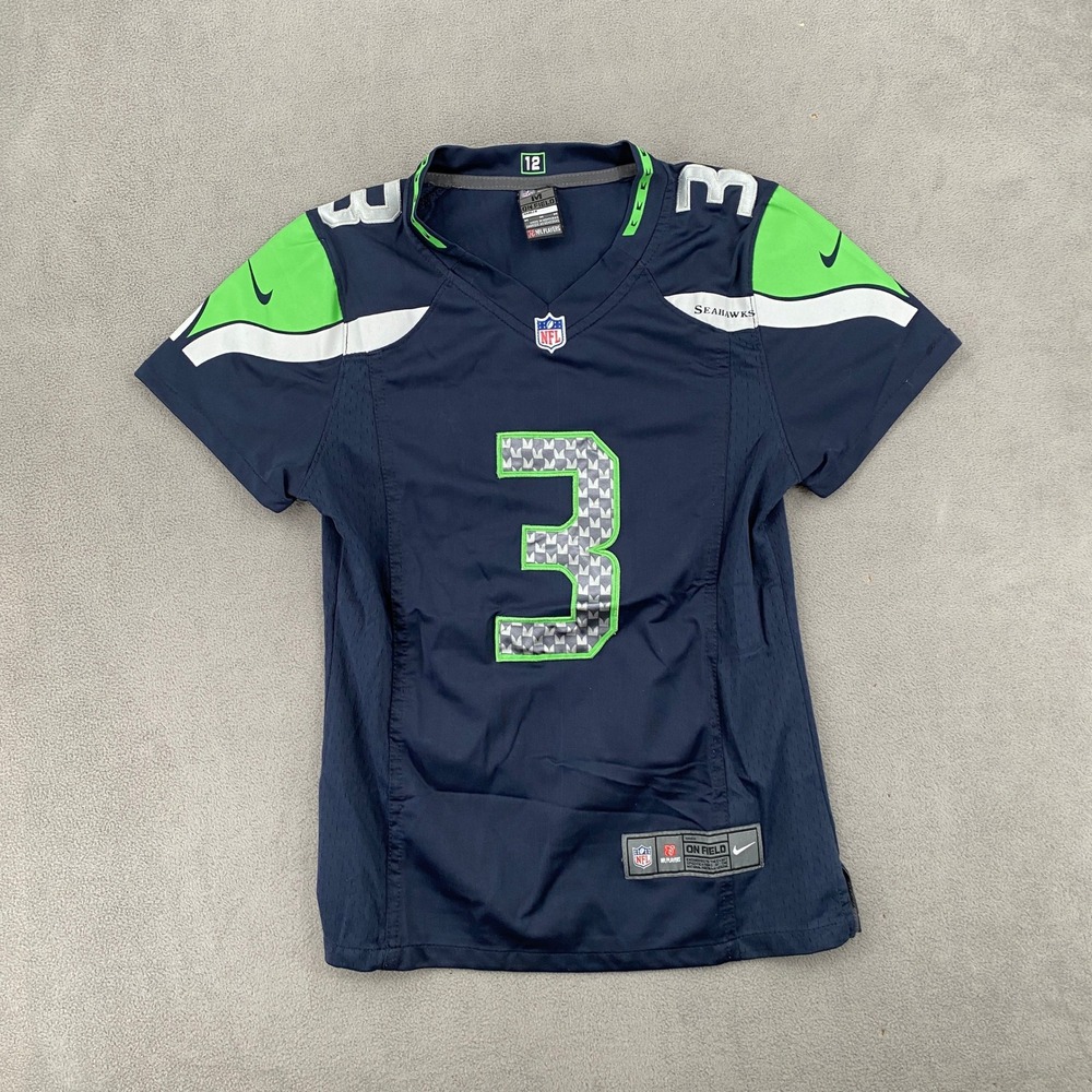 Nike Seattle Seahawks Russell Wilson 3 On Field Jersey Navy Blue Medium 8150